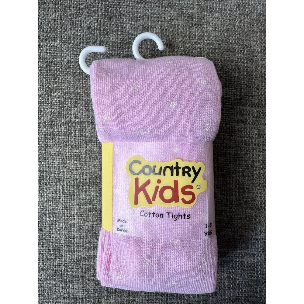 Country Kids Microfiber Opaque Red & Cotton Tights Pink Little Girls Size 1-3 Yr